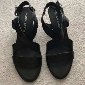 Franco Sarto black leather strappy sandal size 7.5